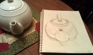 Tea Pot Sketch with Tea Pot (Medium)