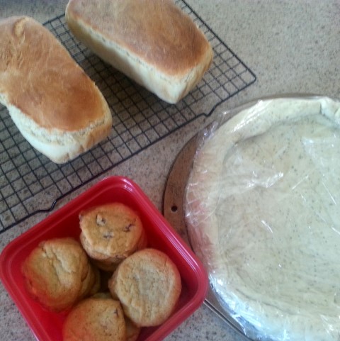 Two Loaves of Bread, One Pizza Crust and One Batch of Cookies