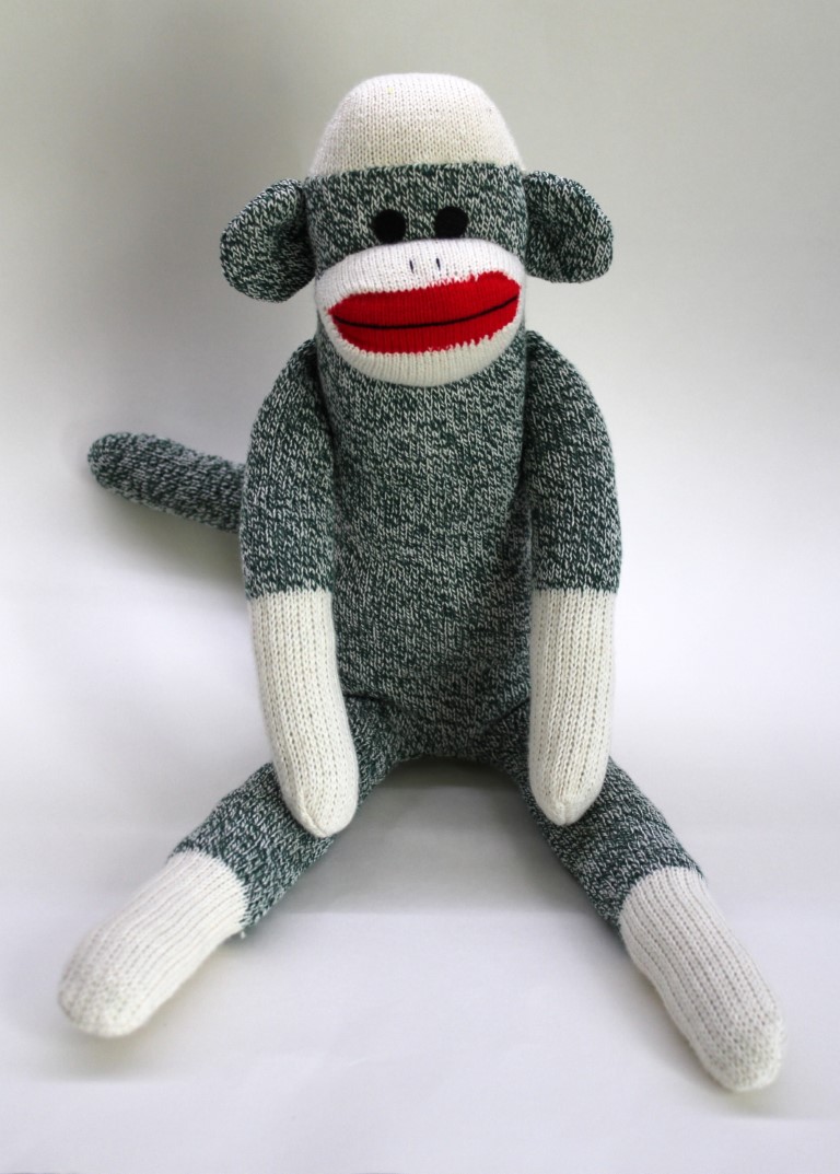 Green Sock Monkey Traditional Red Heel