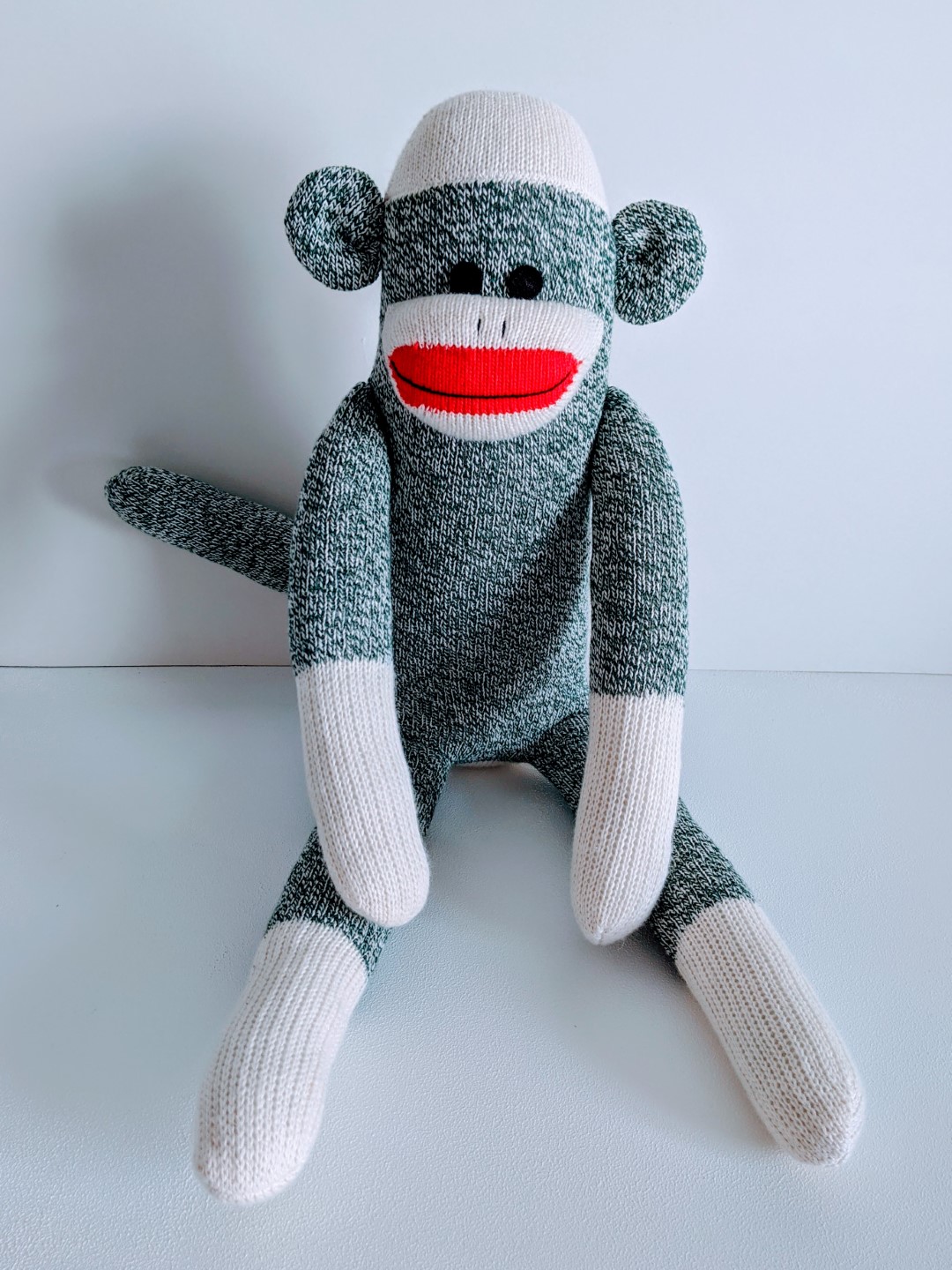 Green Sock Monkey – Traditional Red Heel