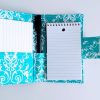 Portfolio Book 3x5in (Note-to-Self Mini) - Turquoise, White Damask - Image 2