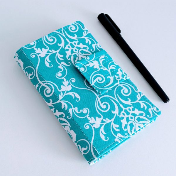 Portfolio Book 3x5in (Note-to-Self Mini) - Turquoise, White Damask