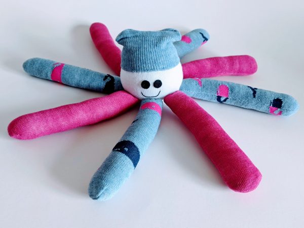 Socktopus Octopus Toy- White, Blue Pink Whales