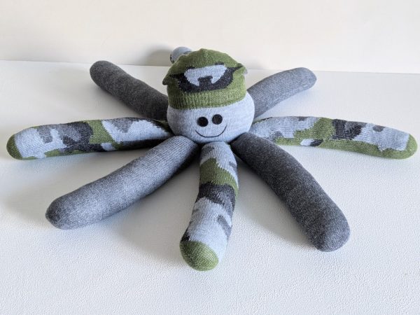 Socktopus Octopus Toy- Gray, Green and Gray Camo